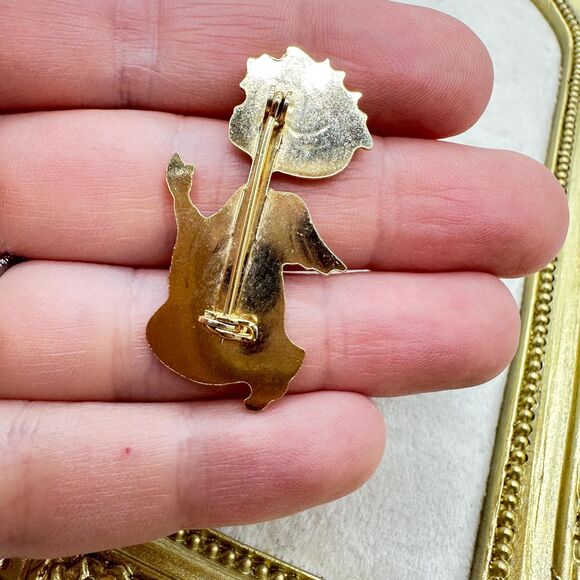 Vintage Jewelry Praying Angel With Purple Rhinestone Crown Brooch Pin - Picture 3 of 3